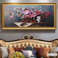 BST167 - TRANH TREO TƯỜNG PHÒNG KHÁCH - SAU SOFA - TRANH HOA 3D CỔ ĐIỂN