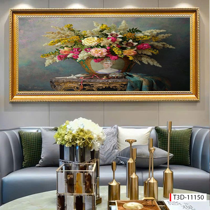 BST167 - TRANH TREO TƯỜNG PHÒNG KHÁCH - SAU SOFA - TRANH HOA 3D CỔ ĐIỂN