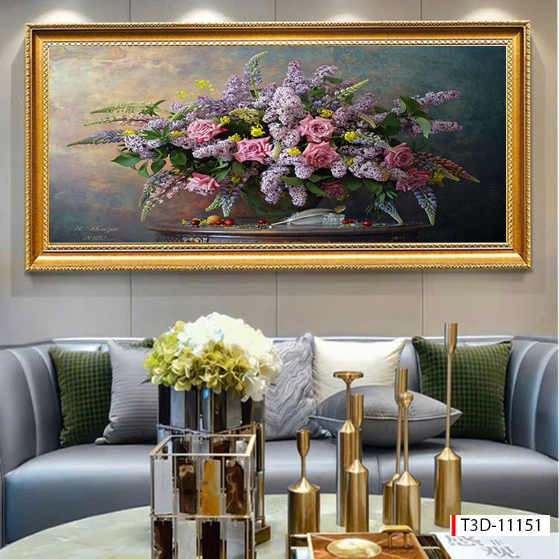 BST167 - TRANH TREO TƯỜNG PHÒNG KHÁCH - SAU SOFA - TRANH HOA 3D CỔ ĐIỂN