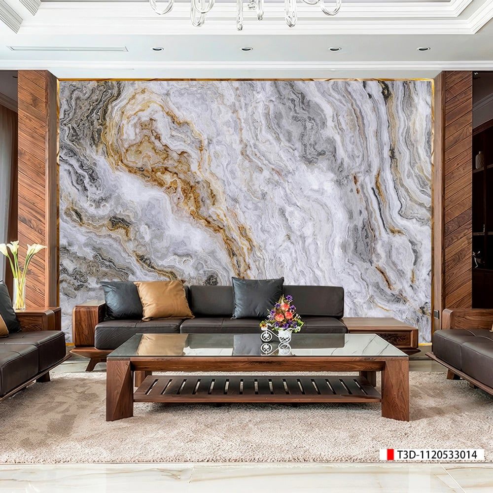 BST116 - TRANH PVC ỐP TƯỜNG - TRANG TRÍ PHÒNG KHÁCH - TRANH VÂN ĐÁ TRẮNG, VÂN MÂY - KHỔ LỚN