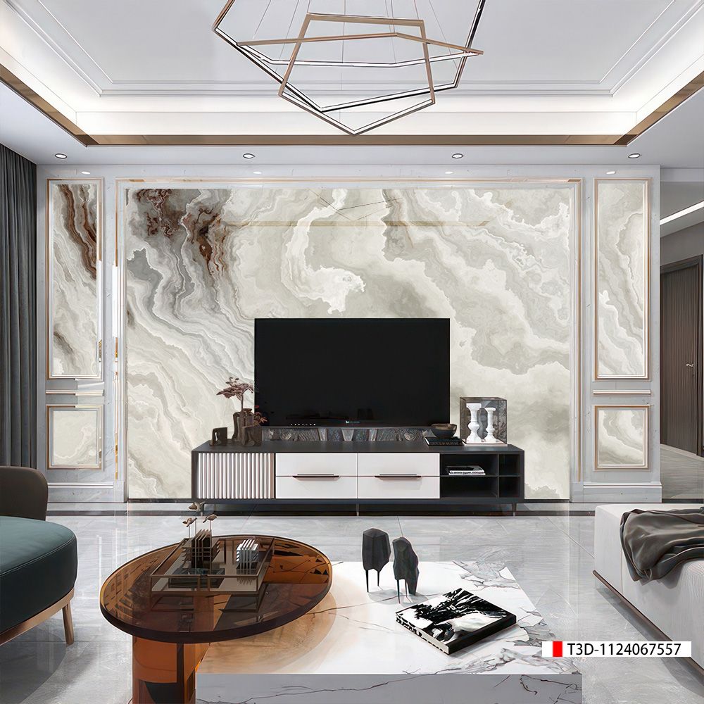 TRANH PVC ỐP TƯỜNG - VÁCH TRANG TRÍ PHÒNG KHÁCH - TRANH VÂN ĐÁ MÃ NÃO | MÃ T3D-1124067557