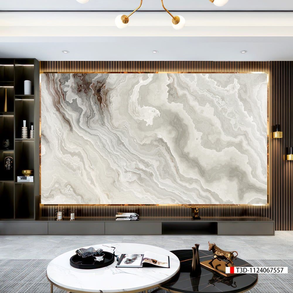 TRANH PVC ỐP TƯỜNG - VÁCH TRANG TRÍ PHÒNG KHÁCH - TRANH VÂN ĐÁ MÃ NÃO | MÃ T3D-1124067557