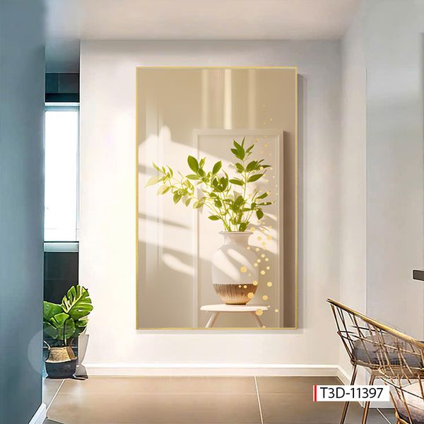 810 - TRANH TREO HÀNH LANG LỐI ĐI - TRANH TRANG TRÍ - TRANH TREO TƯỜNG HOA - BÌNH HOA - KIỂU TRANH ĐƠN DỌC | MÃ T3D-11397