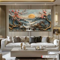 619 - TRANH TREO PHÒNG KHÁCH HIỆN ĐẠI - TRANH TRANG TRÍ - TRANH TREO TƯỜNG PHONG CẢNH - KIỂU TRANH LIỀN KHỔ | MÃ T3D-1139939066