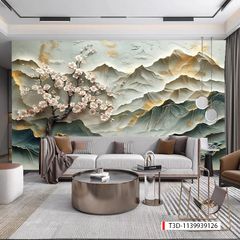 823 - TRANH DÁN TƯỜNG PHÒNG KHÁCH SAU SOFA - TRANH TRANG TRÍ - TRANH DÁN TƯỜNG TIỂU CẢNH 3D - KIỂU TRANH LIỀN KHỔ| MÃ T3D-1139939126