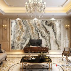 TRANH PVC ỐP TƯỜNG - VÁCH TRANG TRÍ PHÒNG KHÁCH - TRANH VÂN ĐÁ MÃ NÃO | MÃ T3D-1142297882