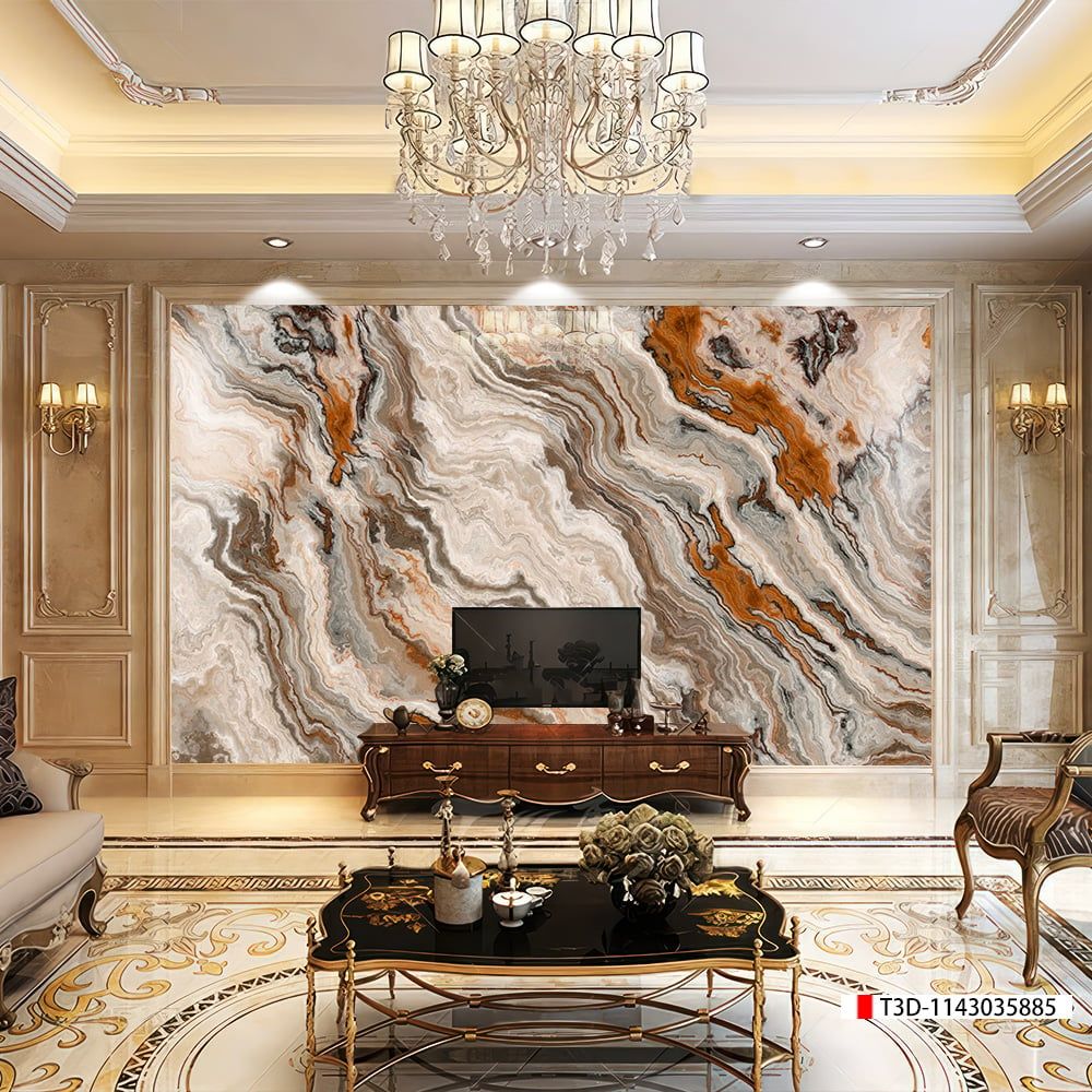 TRANH PVC ỐP TƯỜNG - VÁCH TRANG TRÍ PHÒNG KHÁCH - TRANH VÂN ĐÁ MÃ NÃO | MÃ T3D-1143035885