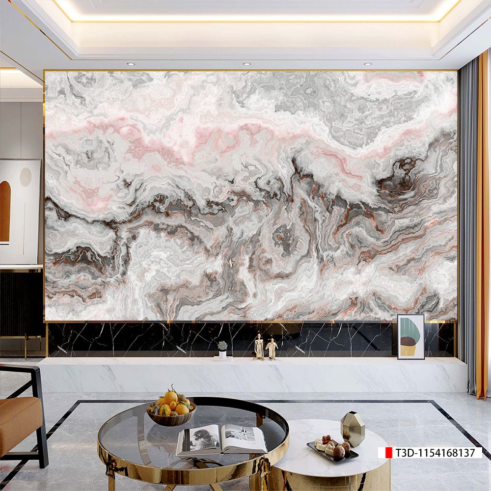 BST116 - TRANH PVC ỐP TƯỜNG - TRANG TRÍ PHÒNG KHÁCH - TRANH VÂN ĐÁ TRẮNG, VÂN MÂY - KHỔ LỚN