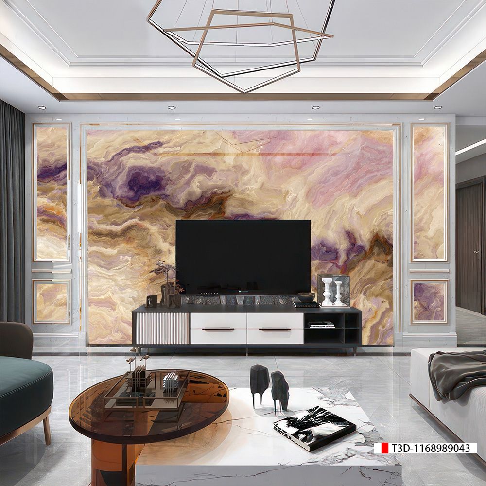 TRANH PVC ỐP TƯỜNG - VÁCH TRANG TRÍ PHÒNG KHÁCH - TRANH VÂN ĐÁ MÃ NÃO | MÃ T3D-1168989043