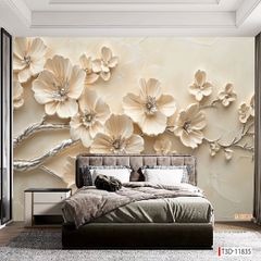 195 TRANH DÁN TƯỜNG 3D -TRANH DÁN PHÒNG NGỦ HOA 3D- TRANH DÁN PHÒNG KHÁCH SAU SOFA  |MÃ TRANH T3D-11835