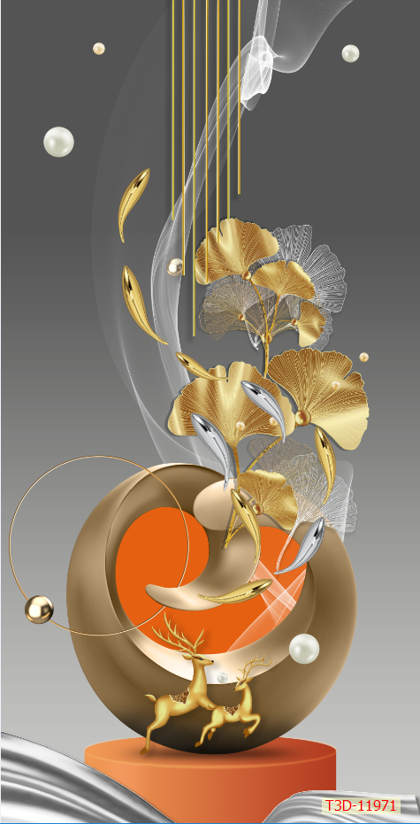 468 - TRANH TREO HÀNH LANG LỐI ĐI - TRANH TRANG TRÍ - TRANH TRANH HƯƠU TÀI LỘC HIỆN ĐẠI | MÃ T3D - 11971