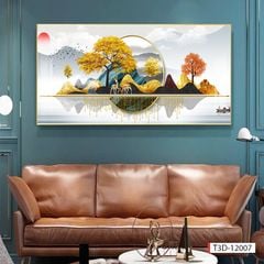 334 - TRANH TREO PHÒNG KHÁCH HIỆN ĐẠI - TRANH TRANG TRÍ - TRANH TREO TƯỜNG HƯƠU TÀI LỘC - KIỂU TRANH LIỀN KHỔ  | MÃ T3D-12007