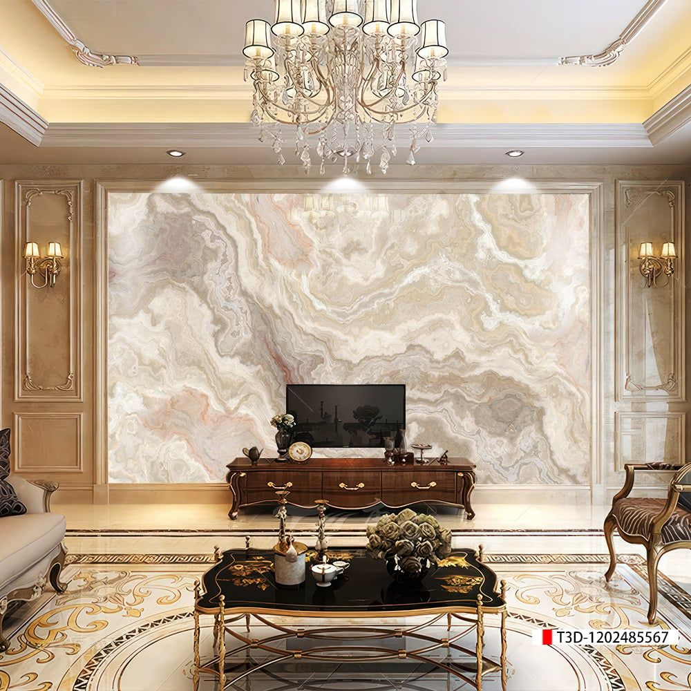 TRANH PVC ỐP TƯỜNG - VÁCH TRANG TRÍ PHÒNG KHÁCH - TRANH VÂN ĐÁ MÃ NÃO | MÃ T3D-1202485567