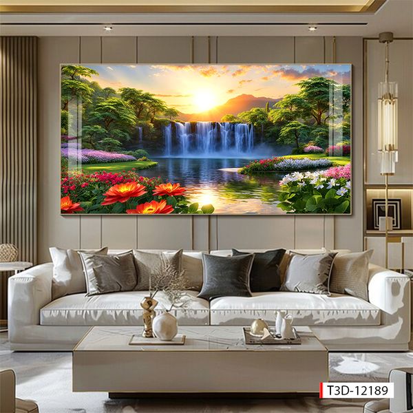 614 - TRANH TREO PHÒNG KHÁCH HIỆN ĐẠI - TRANH TRANG TRÍ - TRANH TREO TƯỜNG PHONG CẢNH - KIỂU TRANH LIỀN KHỔ | MÃ T3D-12189
