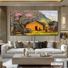 703 - TRANH TREO PHÒNG PHÒNG KHÁCH HIỆN ĐẠI - TRANH TRANG TRÍ - TRANH TREO TƯỜNG ĐỒNG QUÊ - KIỂU TRANH LIỀN KHỔ | MÃ T3D-12715