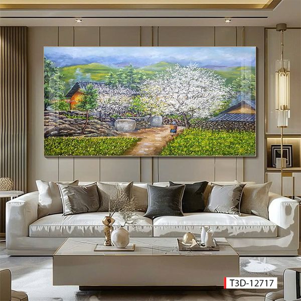 705 - TRANH TREO PHÒNG PHÒNG KHÁCH HIỆN ĐẠI - TRANH TRANG TRÍ - TRANH TREO TƯỜNG ĐỒNG QUÊ - KIỂU TRANH LIỀN KHỔ | MÃ T3D-12717