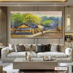 707 - TRANH TREO PHÒNG PHÒNG KHÁCH HIỆN ĐẠI - TRANH TRANG TRÍ - TRANH TREO TƯỜNG ĐỒNG QUÊ - KIỂU TRANH LIỀN KHỔ | MÃ T3D-12719