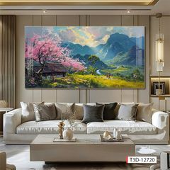 708 - TRANH TREO PHÒNG PHÒNG KHÁCH HIỆN ĐẠI - TRANH TRANG TRÍ - TRANH TREO TƯỜNG ĐỒNG QUÊ - KIỂU TRANH LIỀN KHỔ | MÃ T3D-12720