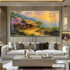 709 - TRANH TREO PHÒNG PHÒNG KHÁCH HIỆN ĐẠI - TRANH TRANG TRÍ - TRANH TREO TƯỜNG ĐỒNG QUÊ - KIỂU TRANH LIỀN KHỔ | MÃ T3D-12721