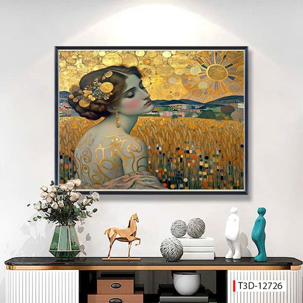714 - TRANH TREO HÀNH LANG LỐI ĐI - TRANH TRANG TRÍ - TRANH CÔ GÁI NGHỆ THUẬT - KIỂU TRANH LIỀN KHỔ | MÃ T3D-12726