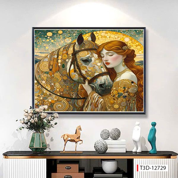 717- TRANH TREO HÀNH LANG LỐI ĐI - TRANH TRANG TRÍ - TRANH CÔ GÁI NGHỆ THUẬT - KIỂU TRANH LIỀN KHỔ | MÃ T3D-12729
