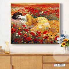 719 - TRANH TREO HÀNH LANG LỐI ĐI - TRANH TRANG TRÍ - TRANH CÔ GÁI NGHỆ THUẬT - KIỂU TRANH LIỀN KHỔ | MÃ T3D-12731