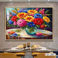 798 - TRANH TREO PHÒNG ĂN HIỆN ĐẠI - TRANH TRANG TRÍ - TRANH TREO TƯỜNG HOA BÌNH HOA - KIỂU TRANH LIỀN KHỔ | MÃ T3D-12801