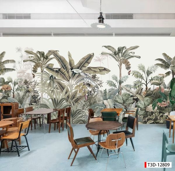 771 - TRANH DÁN TƯỜNG NHÀ HÀNG, KHÁCH SẠN, CAFE - TRANH TRANG TRÍ - TRANH DÁN TƯỜNG TROPICAL - KIỂU TRANH LIỀN KHỔ| MÃ T3D-12809