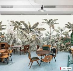 771 - TRANH DÁN TƯỜNG NHÀ HÀNG, KHÁCH SẠN, CAFE - TRANH TRANG TRÍ - TRANH DÁN TƯỜNG TROPICAL - KIỂU TRANH LIỀN KHỔ| MÃ T3D-12809