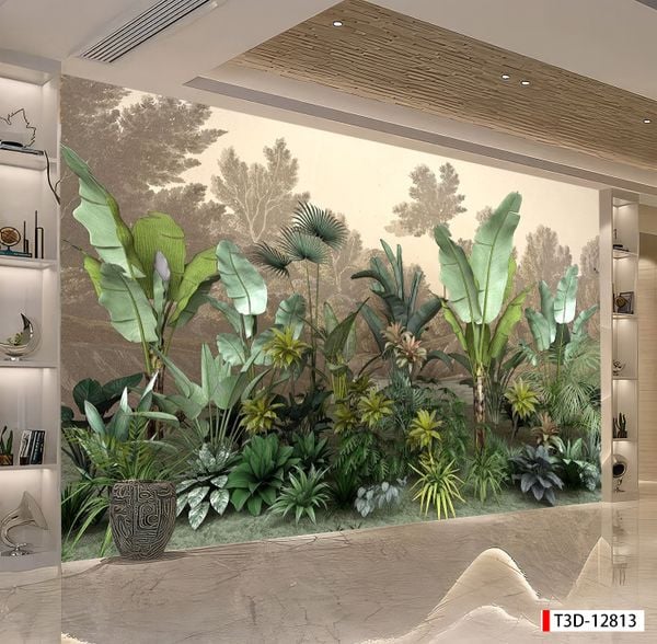 773 - TRANH DÁN TƯỜNG NHÀ HÀNG, KHÁCH SẠN, CAFE - TRANH TRANG TRÍ - TRANH DÁN TƯỜNG TROPICAL - KIỂU TRANH LIỀN KHỔ| MÃ T3D-12813