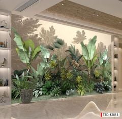 773 - TRANH DÁN TƯỜNG NHÀ HÀNG, KHÁCH SẠN, CAFE - TRANH TRANG TRÍ - TRANH DÁN TƯỜNG TROPICAL - KIỂU TRANH LIỀN KHỔ| MÃ T3D-12813