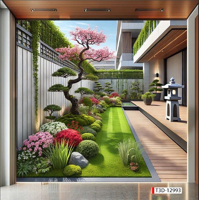 BST174 - TRANH DÁN TƯỜNG PHÒNG KHÁCH SAU SOFA - TRANH TRANG TRÍ - TRANH DÁN TƯỜNG TIỂU CẢNH 3D - KIỂU TRANH LIỀN KHỔ