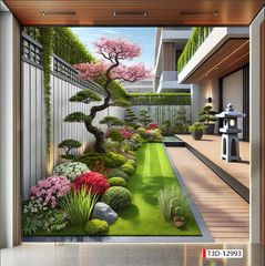 BST174 - TRANH DÁN TƯỜNG PHÒNG KHÁCH SAU SOFA - TRANH TRANG TRÍ - TRANH DÁN TƯỜNG TIỂU CẢNH 3D - KIỂU TRANH LIỀN KHỔ