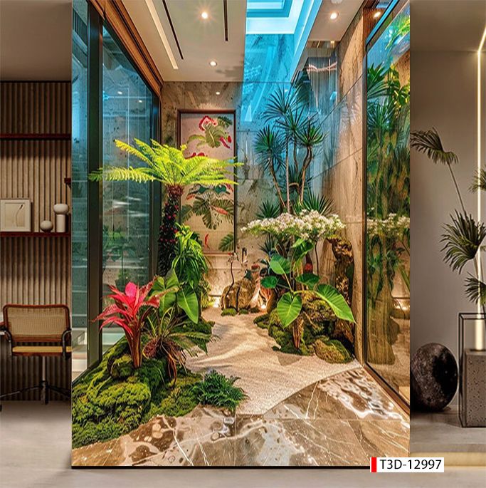 BST174 - TRANH DÁN TƯỜNG PHÒNG KHÁCH SAU SOFA - TRANH TRANG TRÍ - TRANH DÁN TƯỜNG TIỂU CẢNH 3D - KIỂU TRANH LIỀN KHỔ