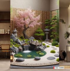 952 - TRANH DÁN TƯỜNG PHÒNG KHÁCH SAU SOFA - TRANH TRANG TRÍ - TRANH DÁN TƯỜNG TIỂU CẢNH 3D - KIỂU TRANH LIỀN KHỔ| MÃ T3D-13000