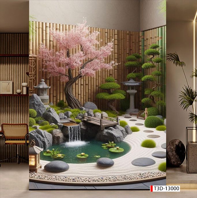 BST174 - TRANH DÁN TƯỜNG PHÒNG KHÁCH SAU SOFA - TRANH TRANG TRÍ - TRANH DÁN TƯỜNG TIỂU CẢNH 3D - KIỂU TRANH LIỀN KHỔ
