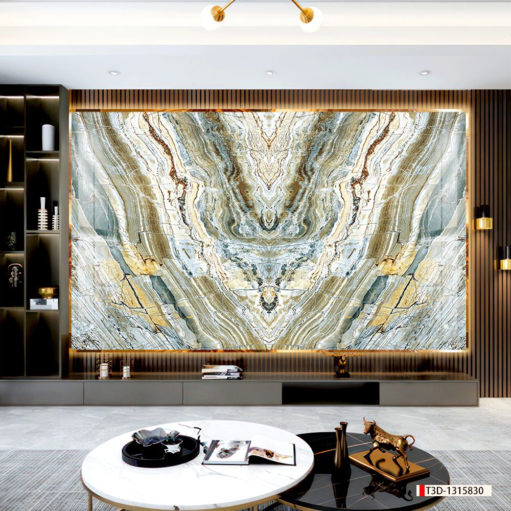 BST33 - TRANH PVC ỐP TƯỜNG - TRANG TRÍ PHÒNG KHÁCH, SAU SOFA, LỄ TÂN - TRANH VÂN ĐÁ ĐỐI XỨNG - KHỔ LỚN