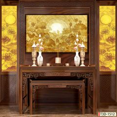 TRANH TREO PHÒNG THỜ - TRANH ĐIỆN TRÚC CHỈ HOA SEN | MÃ T3D-1512
