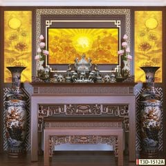 TRANH TREO PHÒNG THỜ - TRANH ĐIỆN TRÚC CHỈ HOA SEN | MÃ T3D-1512A