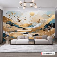 624 - TRANH DÁN TƯỜNG PHÒNG KHÁCH - TRANH TRANG TRÍ - TRANH DÁN TƯỜNG HIỆN ĐẠI - KIỂU TRANH LIỀN KHỔ| MÃ T3D-154002267