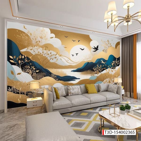 626 - TRANH DÁN TƯỜNG PHÒNG KHÁCH - TRANH TRANG TRÍ - TRANH DÁN TƯỜNG HIỆN ĐẠI - KIỂU TRANH LIỀN KHỔ| MÃ  T3D-154002365