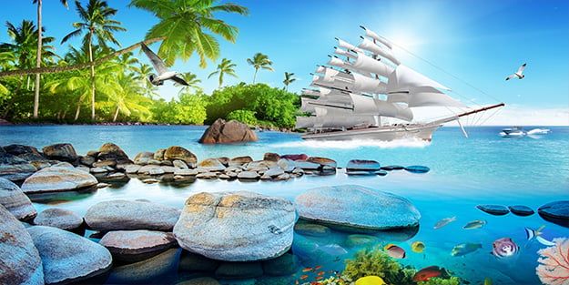 TRANH TREO TƯỜNG PHÒNG KHÁCH - TRANH THUẬN BUỒM XUÔI GIÓ KHỔ LỚN | MÃ T3D-1710