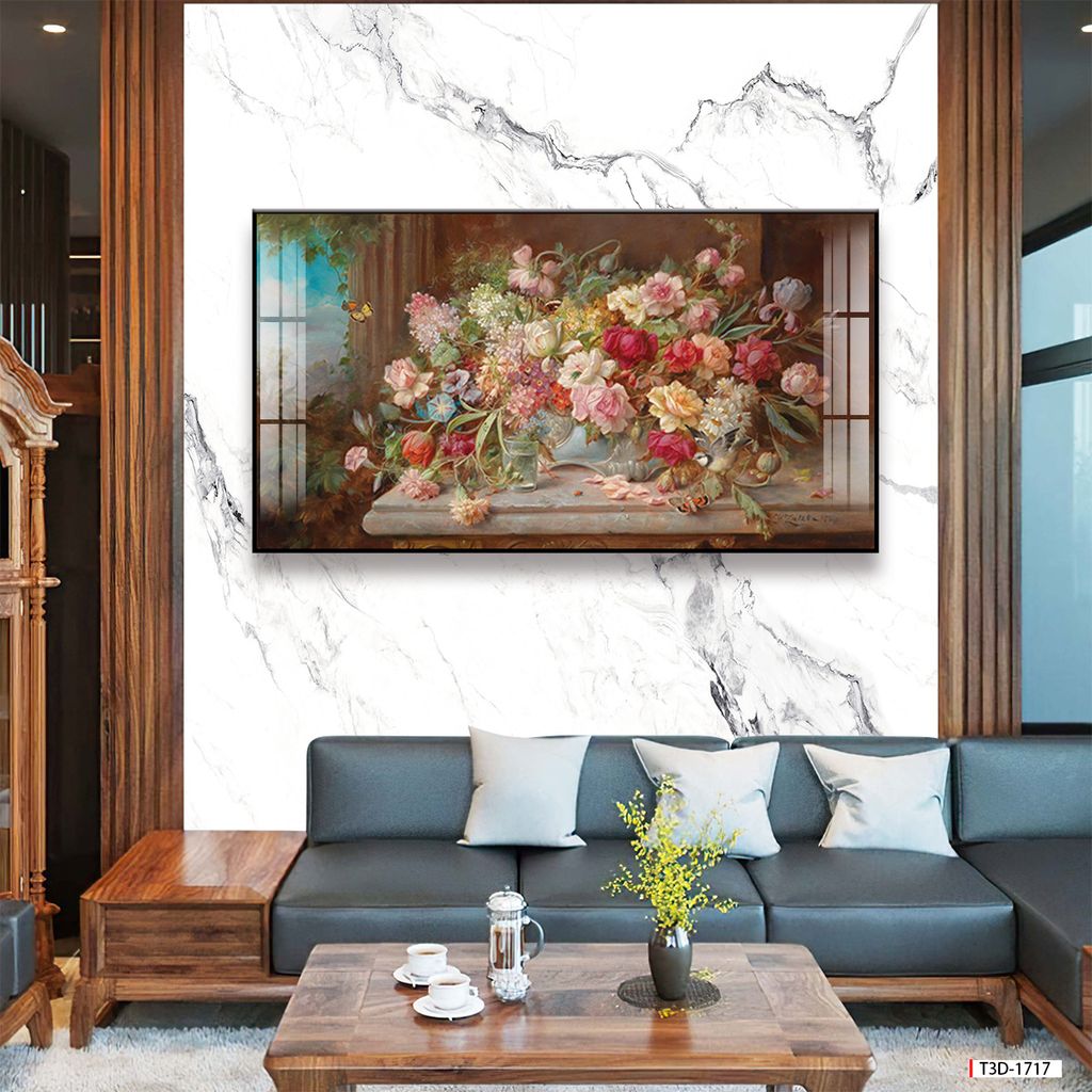 TRANH TREO TƯỜNG PHÒNG KHÁCH - TRANH HOA VẼ TAY | MÃ T3D-1717