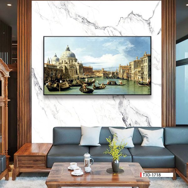 TRANH TREO TƯỜNG PHÒNG KHÁCH - TRANH PHONG CẢNH CHÂU ÂU CỔ ĐIỂN - KHỔ LỚN | MÃ T3D-1718