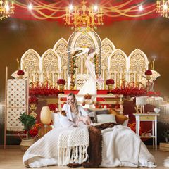 TRANH VẢI DÁN TƯỜNG 3D - TRANH TƯỜNG NỀN SÂN KHẤU - TIỆC CƯỚI | MÃ T3D-17865501