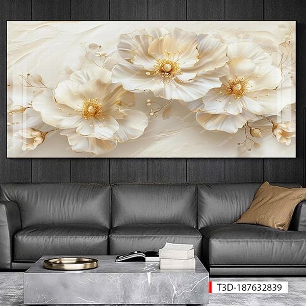 313 - TRANH TREO TƯỜNG PHÒNG KHÁCH HIỆN ĐẠI SANG TRỌNG -TRANH HOA, BÌNH HOA 3D | MÃ TRANH  T3D-187632839