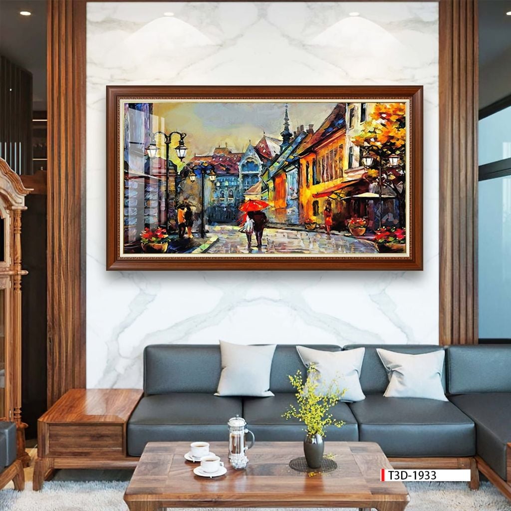 TRANH TREO TƯỜNG PHÒNG KHÁCH - TRANH PHONG CẢNH CHÂU ÂU CỔ ĐIỂN - KHỔ LỚN | MÃ T3D-1933