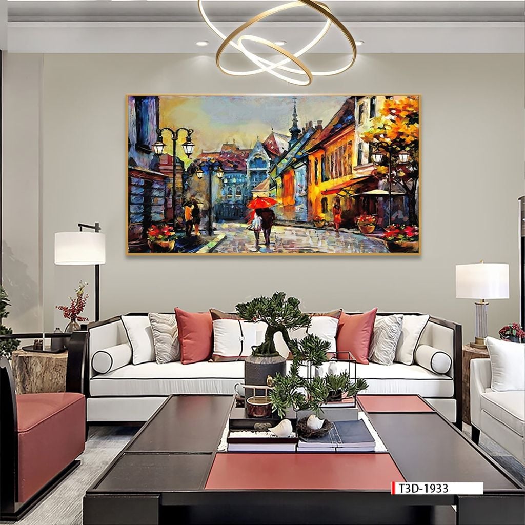 TRANH TREO TƯỜNG PHÒNG KHÁCH - TRANH PHONG CẢNH CHÂU ÂU CỔ ĐIỂN - KHỔ LỚN | MÃ T3D-1933