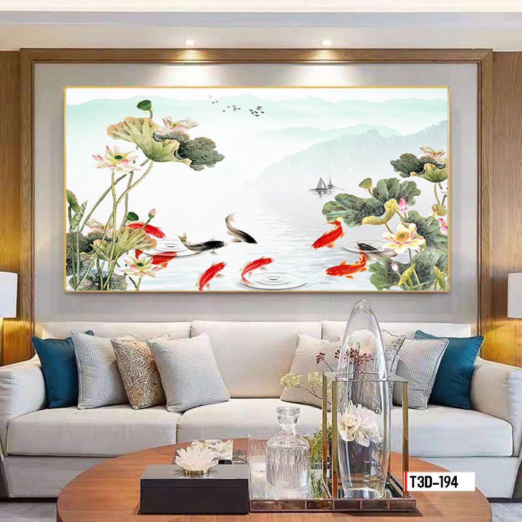 TRANH TREO TƯỜNG PHÒNG KHÁCH - PHÒNG ĂN - NHÀ HÀNG - TRANH CỬU NGƯ QUẦN HỘI | MÃ T3D-194