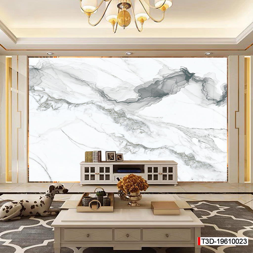 BST02 - TRANH PVC ỐP TƯỜNG - PHÒNG KHÁCH, QUẦY LỄ TÂN - TRANH VÂN ĐÁ TRẮNG, VÂN MÂY - KHỔ LỚN